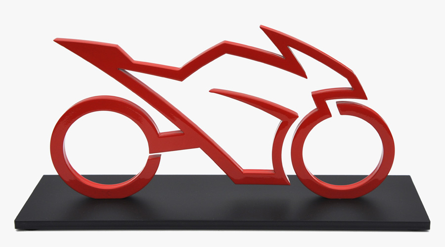 Sculpture moto Ducati rouge